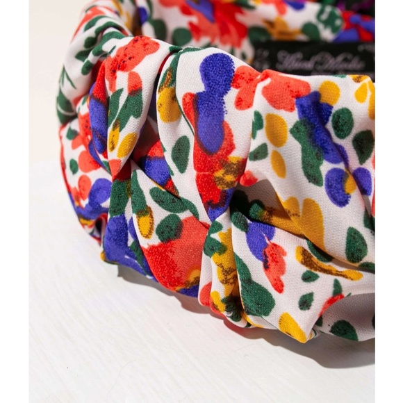 Boho Floral Print Wide Ruched Headband